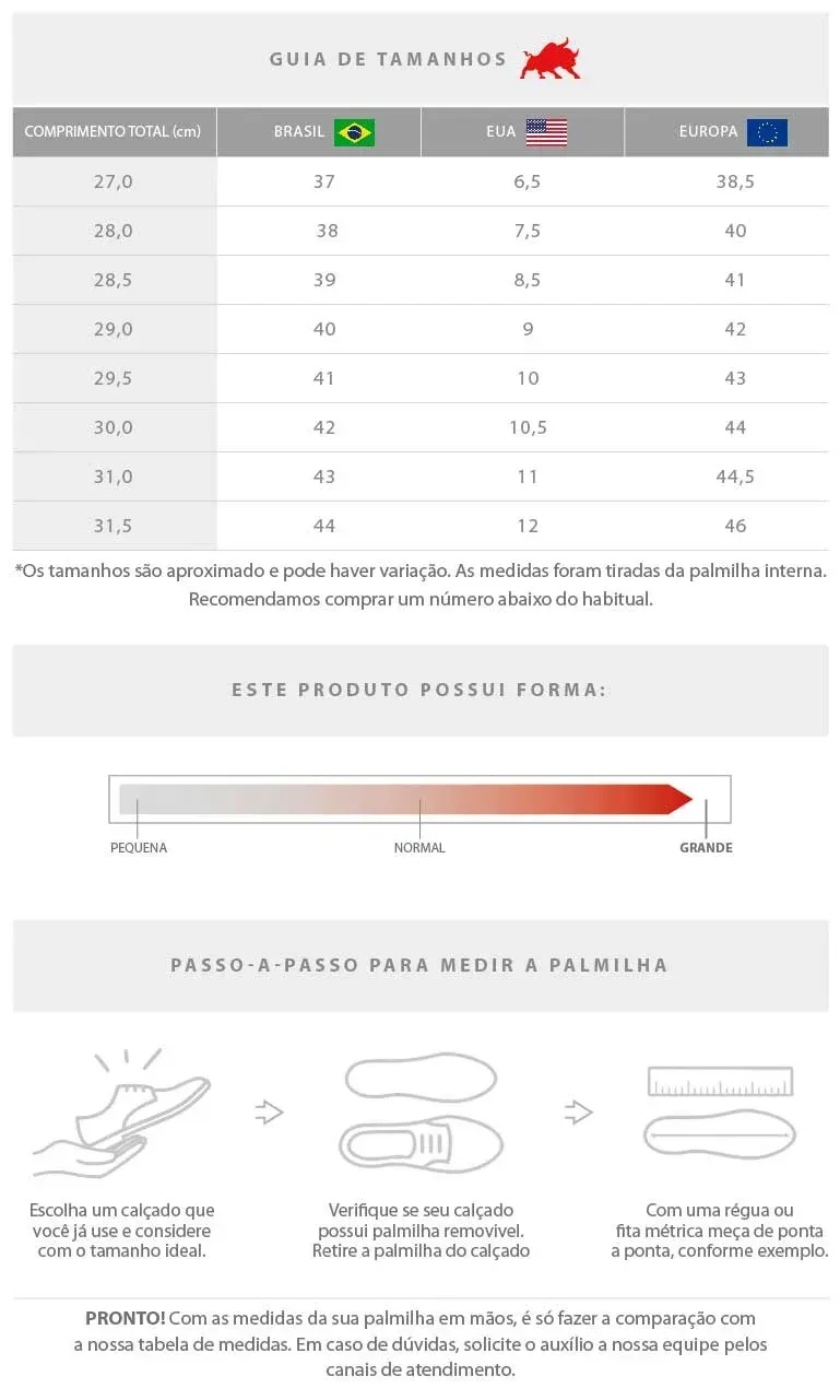 Medidas da Bota Masculina
